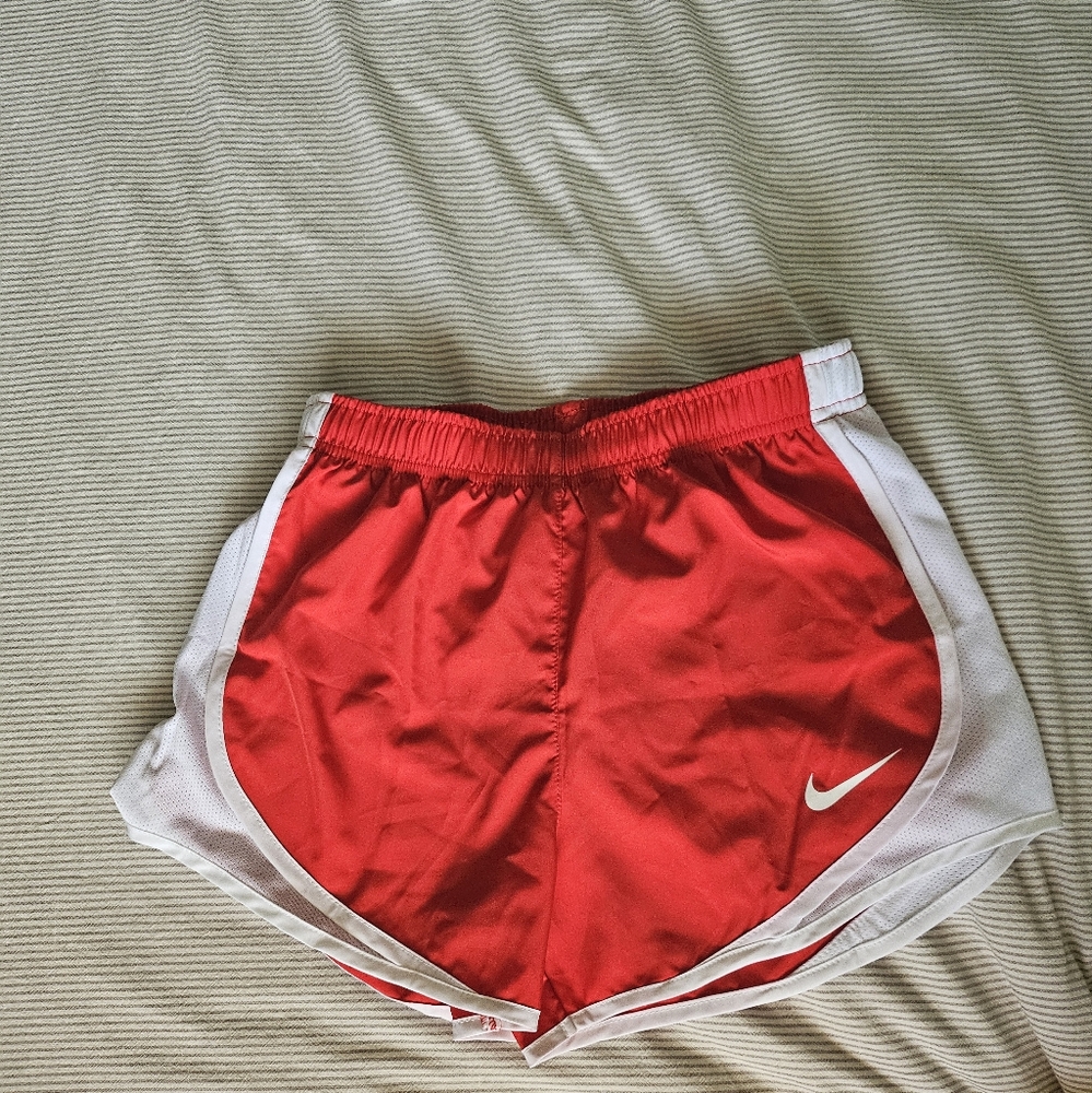 Nike Women's Red and White Athletic Shorts XS